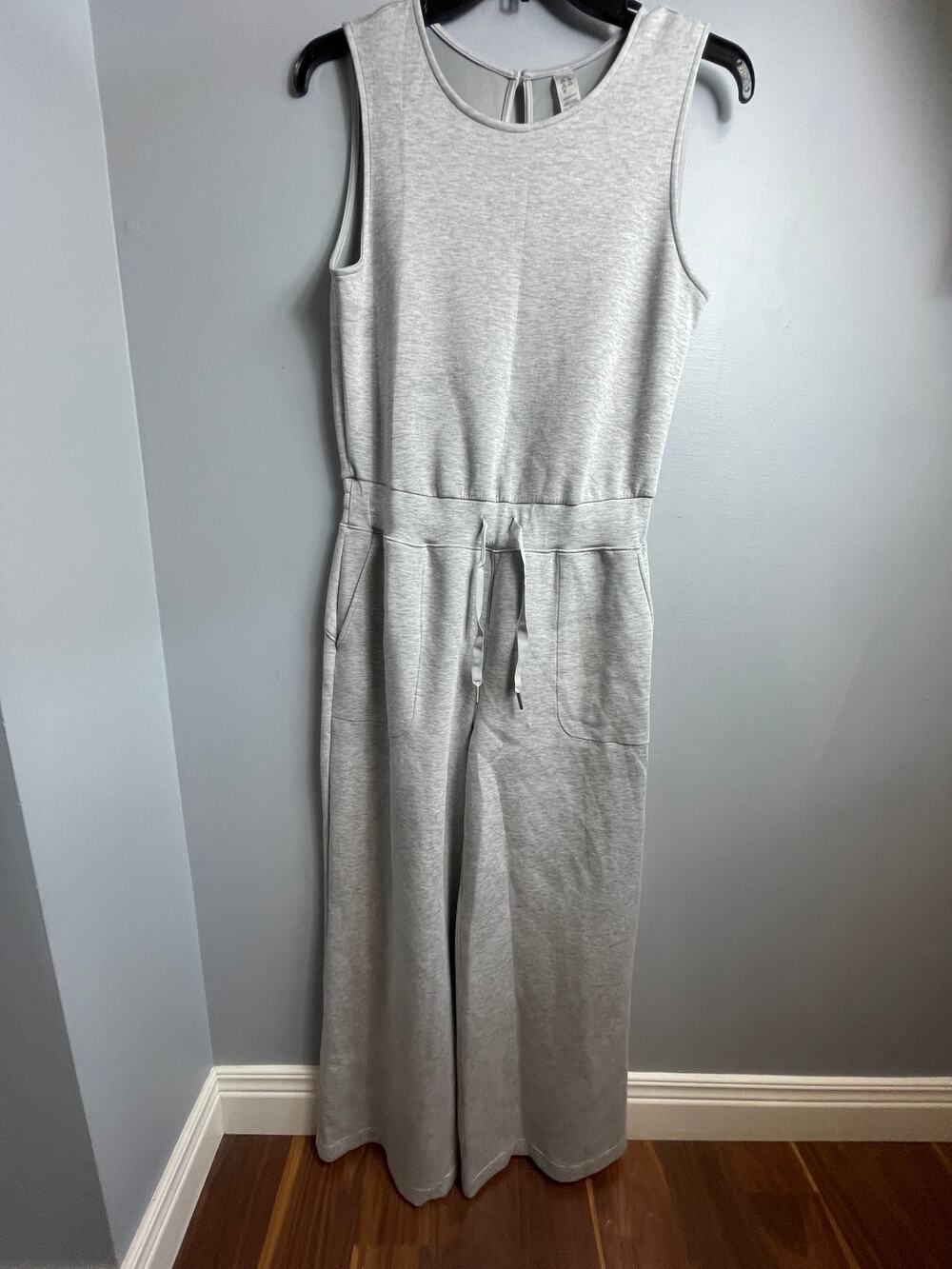 Spanx AirEssentials Sleeveless Wide Leg Jumpsuit Light Gray Heather EUC